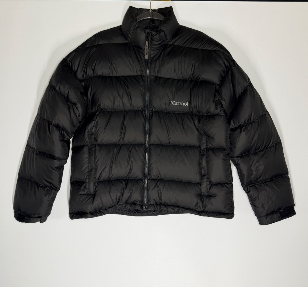 Marmot Mens Black Goose Down Puffer Jacket Coat Large Full Zip Winter Outdoor - Picture 3 of 16